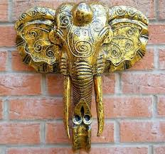 Carved Wooden Elephant Head Wall