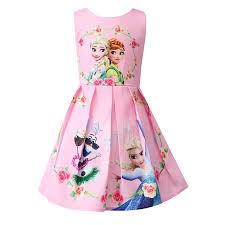 Kids Girls Frozen Anna Elsa Princess A Line Sleeveless Mini Party Dress