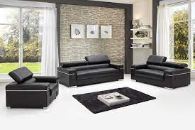 Italian Leather Sofa Black By J M Furniture