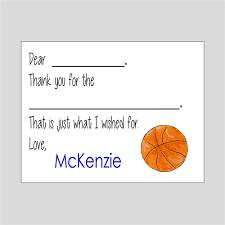 Basketball Fill In Thank You Cards