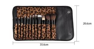 leopard case cosmetic brush set with