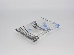 Fused Glass Soap Dish Blue Black