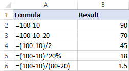 to subtract in excel cells columns