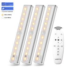 Ldopto Wireless Under Counter Lighting 3 Pack With Remote Control Led Under Cabinet Lighting Closet Light Battery Operated Lights Led Lights For Room Stick On Lights Remote Touch Control