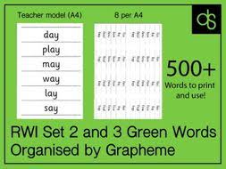 Read Write Inc Set 2 And 3 Green Words 500 Phonics Decodable Words