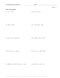 Solving Multi Step Equations Practice