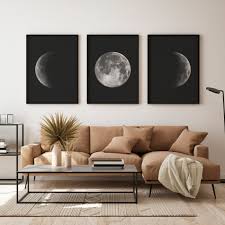 moon wall decor set of 3 printable moon
