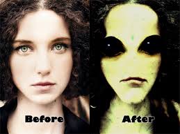 woman turns alien via photo