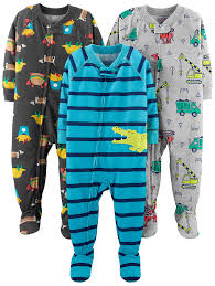 Simple Joys By Carters Baby And Toddler Boys 3 Pack Loose Fit Polyester Jersey Footed Pajamas