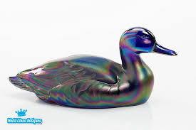 Vintage Fenton Iridescent Glass Duck