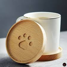 4pcs Wooden Coasters Cup Mat Cat Claw