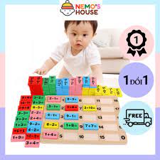 Đồ chơi Domino 110 quân bằng gỗ, Domino toán học cho bé, bộ đồ chơi xếp hình  - Đồ Chơi toán học