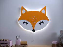 Cute Fox Wall Light Wooden Night Lights