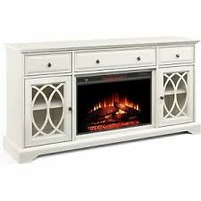white segmented tv stand fireplace