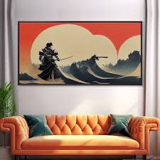 Japanese Samurai Fighting A Tidal Wave