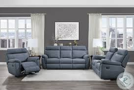 Clifton Blue Double Reclining Sofa With