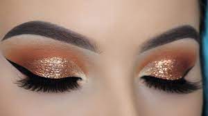 copper glitter eye makeup tutorial