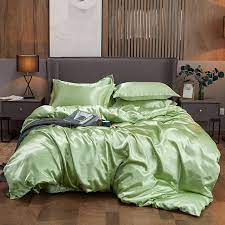 lime color 4pcs luxury silk bedding set