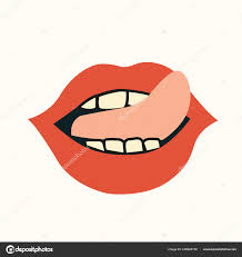 mouth red lips tongue flat icon logo