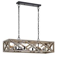 Fifth And Main Lighting Larkhall 8 Light Linear Pendant Matte Black With Wood Accent Hd 1833mb The Home Depot In 2020 Rectangular Light Fixture Wood Light Fixture Wood Accents
