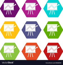 Flip Chart With Statistics Icon Set Color