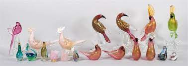 Lot Collection Of Pink Murano Glass Birds