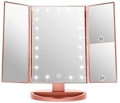 3 folds lighted vanity makeup mirror