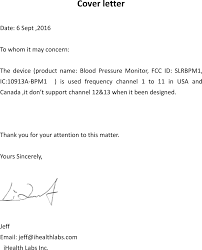 Bpm1 Blood Pressure Monitor Cover Letter Cover Letter