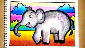 mewarnai gajah menggunakan crayon