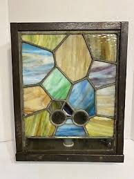 Vintage Wood And Leaded Stained Glass
