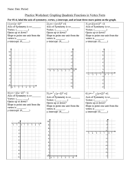 practice worksheet graphing quadratic