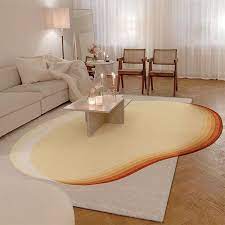 irregular shaped rug beige khaki
