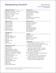 backng checklist template