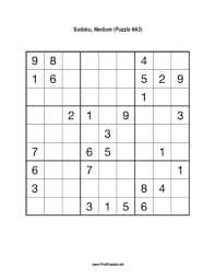 Sudoku Medium A3 Printable Puzzle