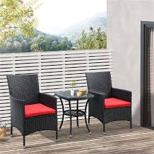 Outsunny Black Wicker Bistro Set With