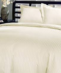 Ivory Damask Stripe Cotton Duvet Cover