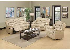 cream bonded leather double reclining