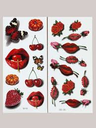 red lip tattoo stickers 2 pieces