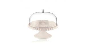Small Cake Stand With Dome Milk White