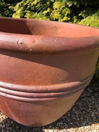 Large Terracotta Pots With Ribbed Detail