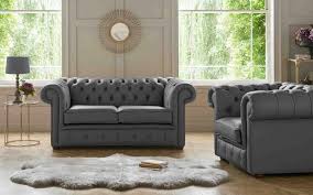 Chesterfield Sofa Grey Leather