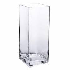 Glass Tall Square Vase 10 X 4 Inches
