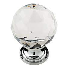 Chrome And Crystal Round Cabinet Knob