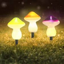 3pcs Set Cute Solar Mushroom Lights