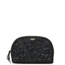 large black cosmetic bag with lace