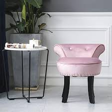Maybe you would like to learn more about one of these? Amazon Com Velvet Makeup Vanity Chair And Stool For Bedroom With Roll Back Button And Rivet Deco Padded Bench Legs For Women And Girl Dressing Table Black Pink Home Kitchen