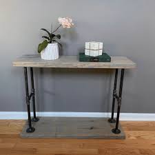 Iron Pipe Solid Wood Console Table