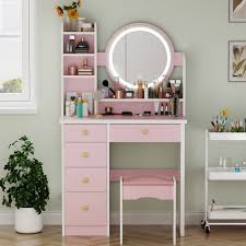 pink makeup vanity table set