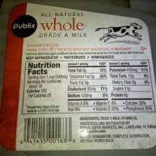 calories in publix grade a whole milk