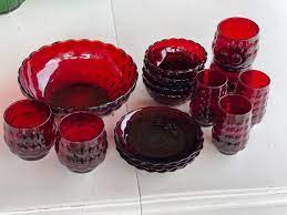 Anchor Hocking Bubble Glass Ruby Red